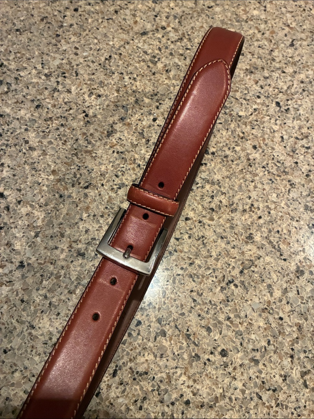 Brooks Brothers Genuine Light Brown Leather Belt with Silver Buckle